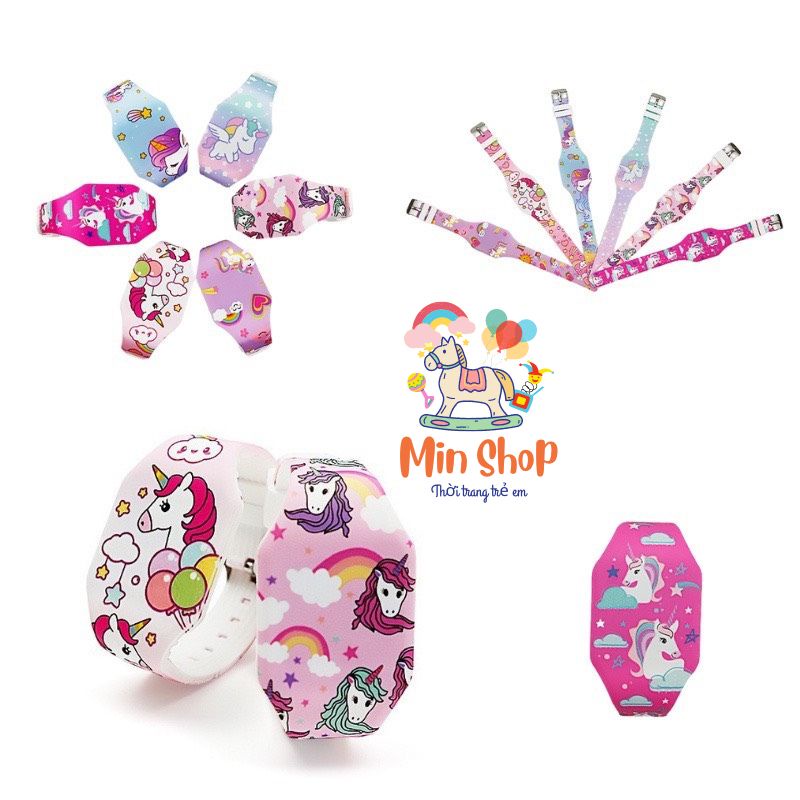 Đồng hồ trẻ em, đồng hồ Unicorn màn hình LED cho bé gái dây nhựa mềm dẻo cho bé từ 3 đến 14 tuổi Min shop 2022