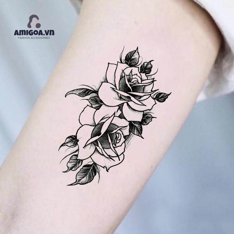 ✨✨Nhãn dán hình xăm tạm thời hình hoa hồng 3d chống thấm nước lâu trôi chuyên nghiệp