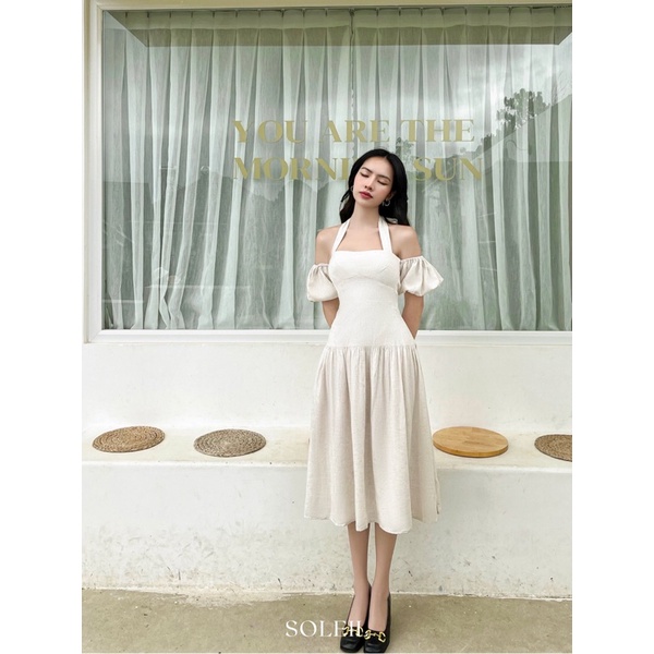 Đầm trễ vai cổ yếm tay bồng tiểu thư ( Gồm lót lụa) MIMI DRESS | BigBuy360 - bigbuy360.vn