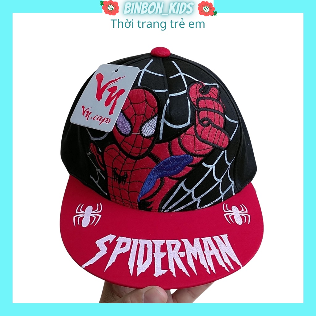 Mũ cho bé trai in hình siêu nhân người nhện Binbon kids, Nón cho bé trai NO1 in hình siêu nhân người nhện từ 3-8Tuôi