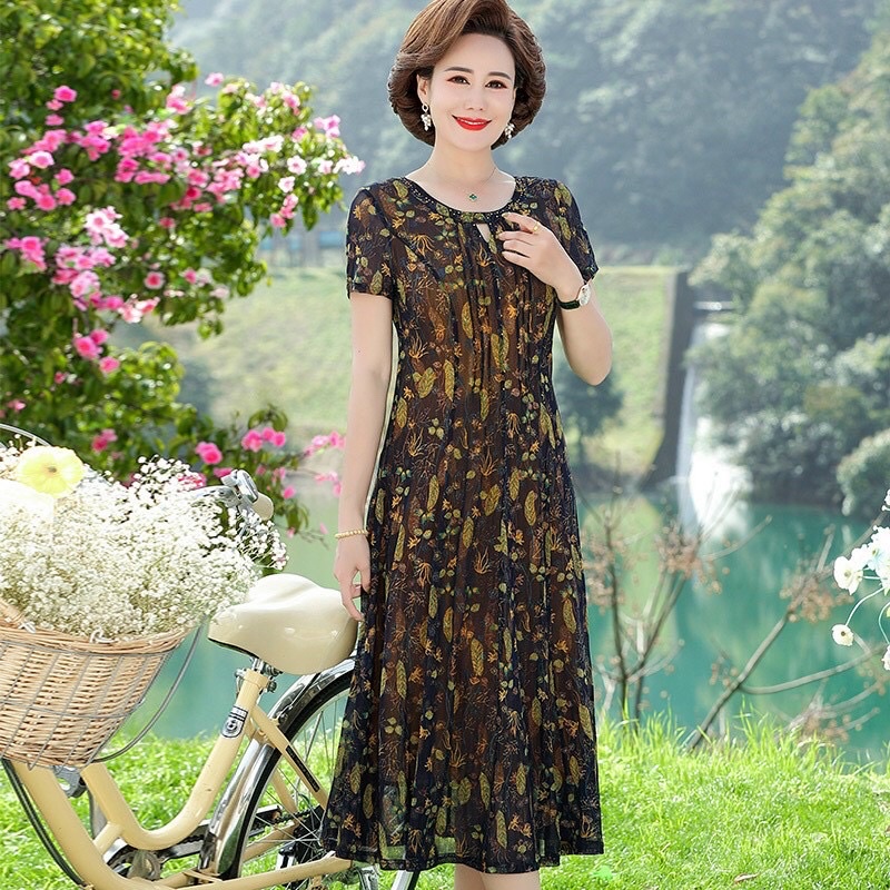 Đầm ren nữ trung niên cao cấp kiểu dáng sang trọng QCNP4235