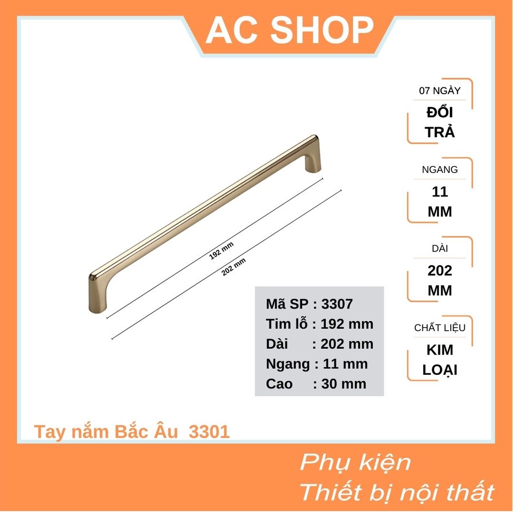 Tay nắm cửa tủ Bắc Âu hợp kim mạ vàng gold cao cấp - tay nắm Châu Âu 3307 - SHOP THỢ