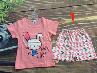 Bộ cotton sợi tre bé gái