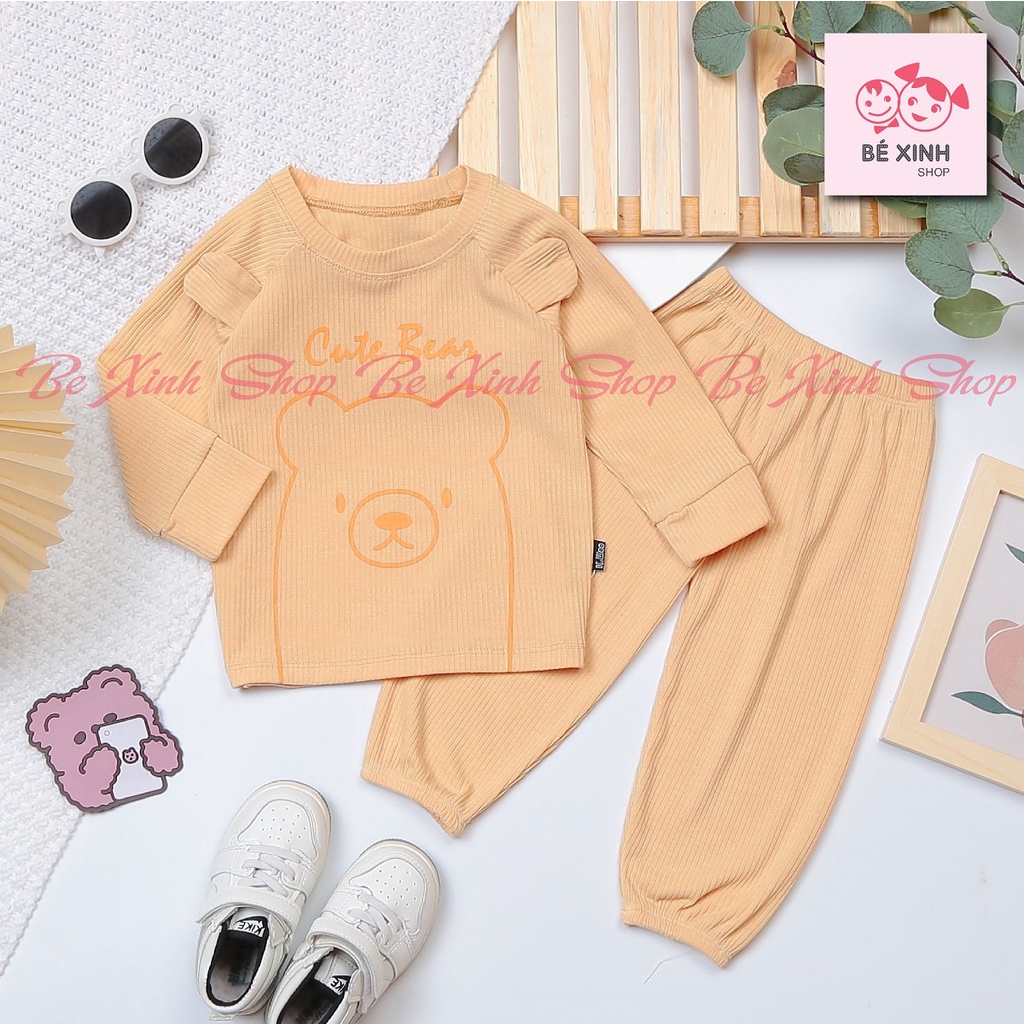 Đồ bộ quần áo dài tay len tăm cho bé trai bé gái Kwoo [Sale hết cỡ] Quần áo thu đông đồ ngủ cho bé CUTE BEAR