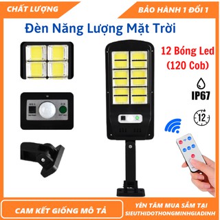 Đèn Năng Lượng Mặt Trời Solar Street Lamp 12 Bóng Led (120 Cob) Kèm Điều Khiển,Chống Nước [Bảo Hành 12 Tháng]