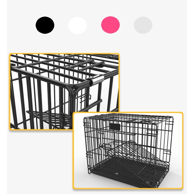 Lồng chó mèo gấp gọn sơn tĩnh điện 60x42x50cm, mắt lưới 4cm có khay vệ sinh