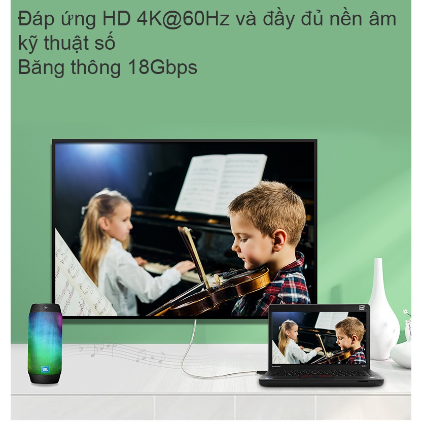 Cáp HDMI V2.0 cho TV 4K60Hz HDR 18Gbps ultra slim OD-4.5mm ngắn 5 mét UENCZE Z880315HD