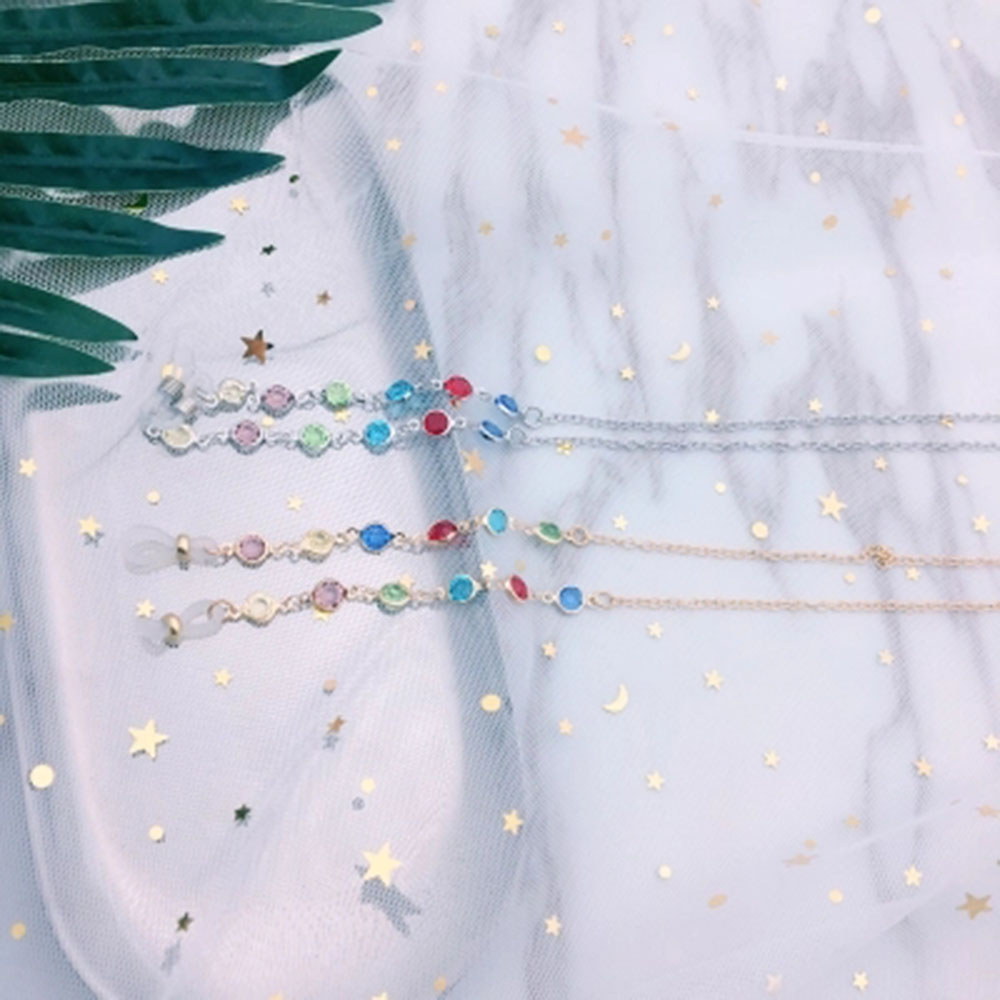 Dây Đeo Kính Đính Hạt Kim Loại Nhiều Màu Sắc