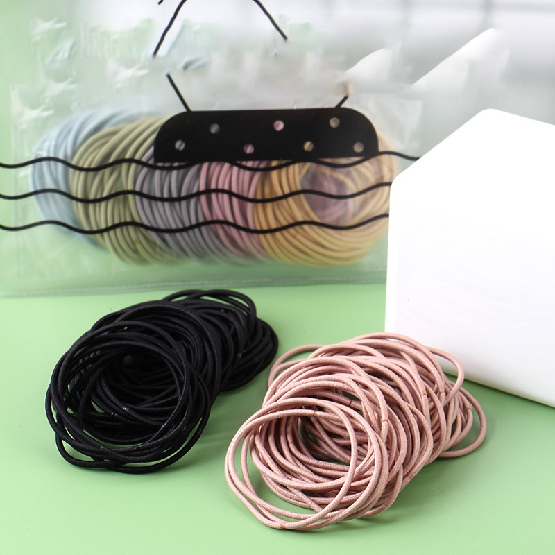 Combo 100 dây thun cột tóc kèm túi nhiều màu đơn giản giá rẻ dễ thương CB14