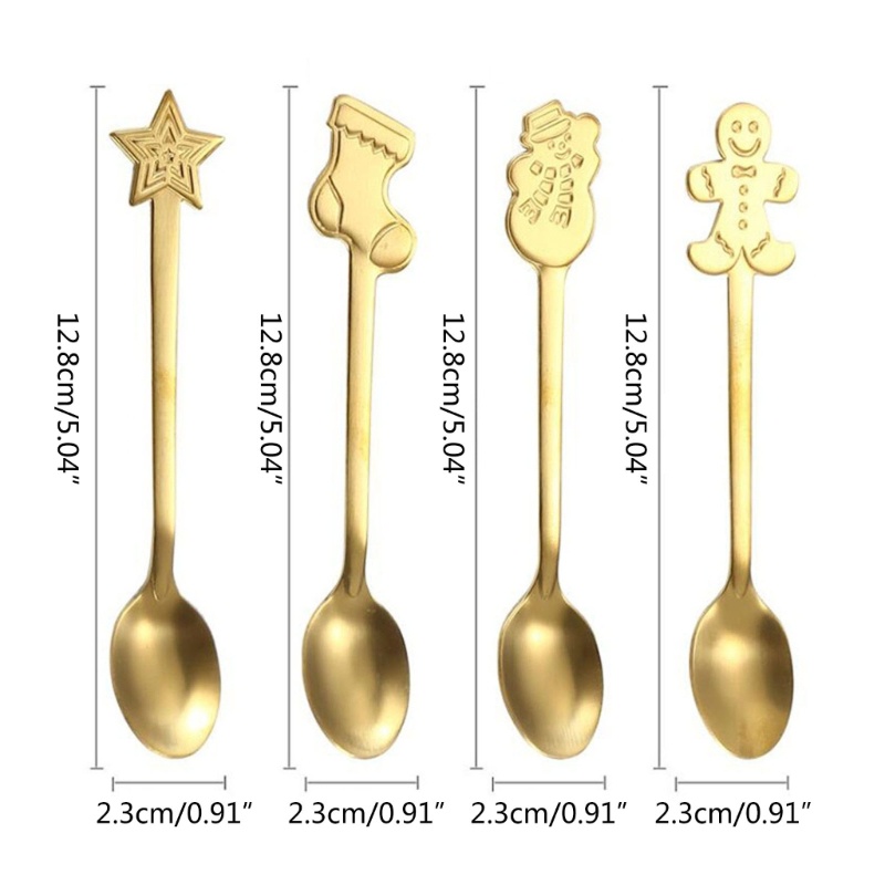 Bộ 4 Muỗng Cà Phê / Ăn Kem Bằng Thép Không Gỉ 4 Màu Tùy Chọn