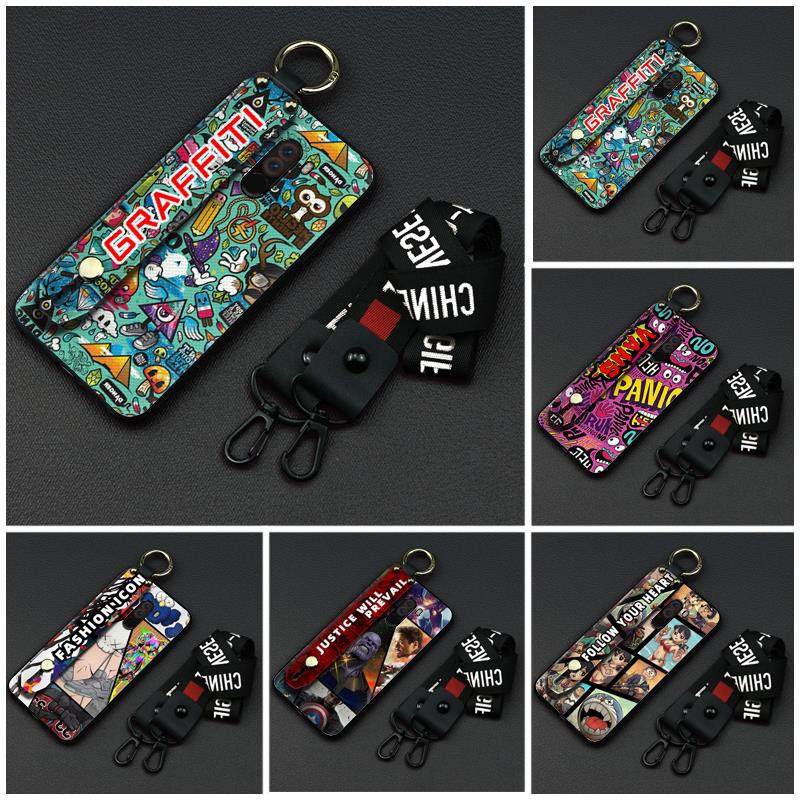 Ốp điện thoại silicon mềm graffiti nhiều màu sắc có dây đeo cho Xiaomi Pocophone F1