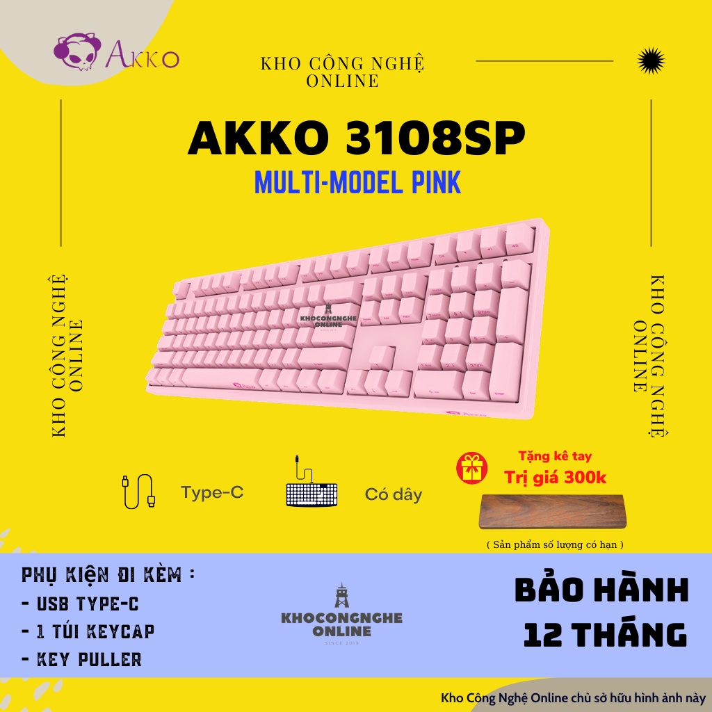 [Mã 33ELSALE hoàn 7% đơn 300K] Bàn phím cơ AKKO 3108SP (Pink / black / Akko sw v2)