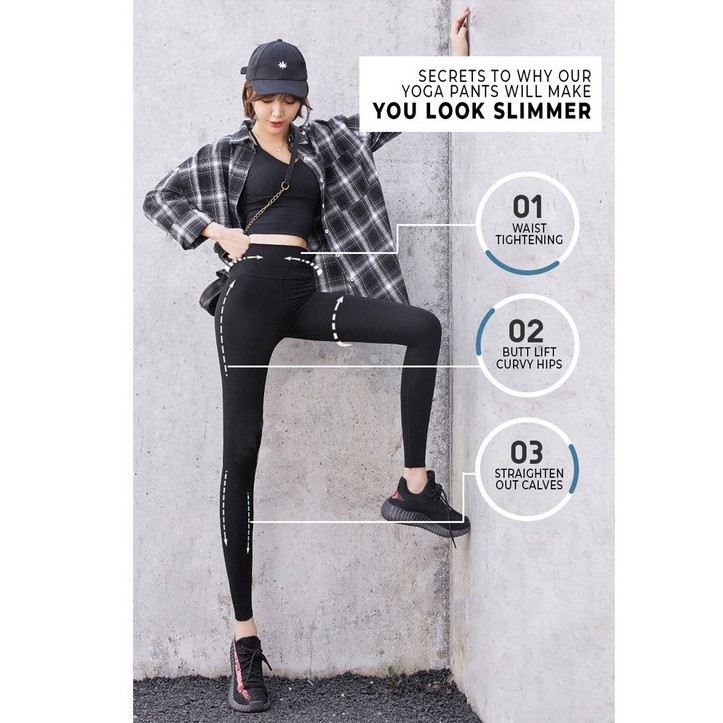 Quần legging lưng cao co giãn nâng mông ôm sát người dành cho nữ tập gym/yoga