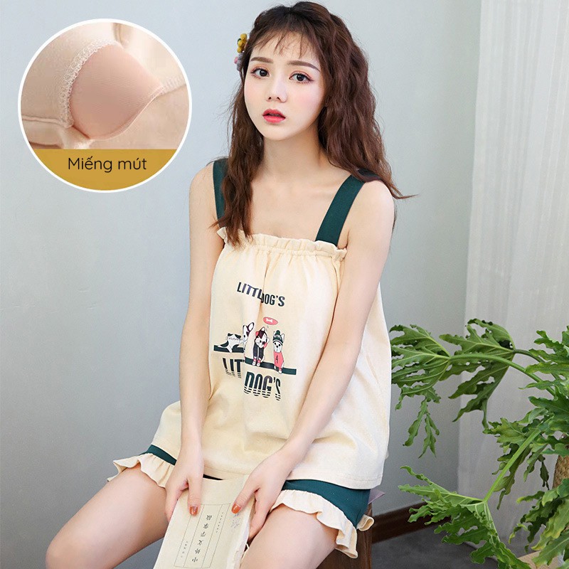 [Mã WA77 giảm 15% đơn 150k] Bộ đồ mặc ở nhà 2 dây cotton siêu dễ thương [BC05] | BigBuy360 - bigbuy360.vn