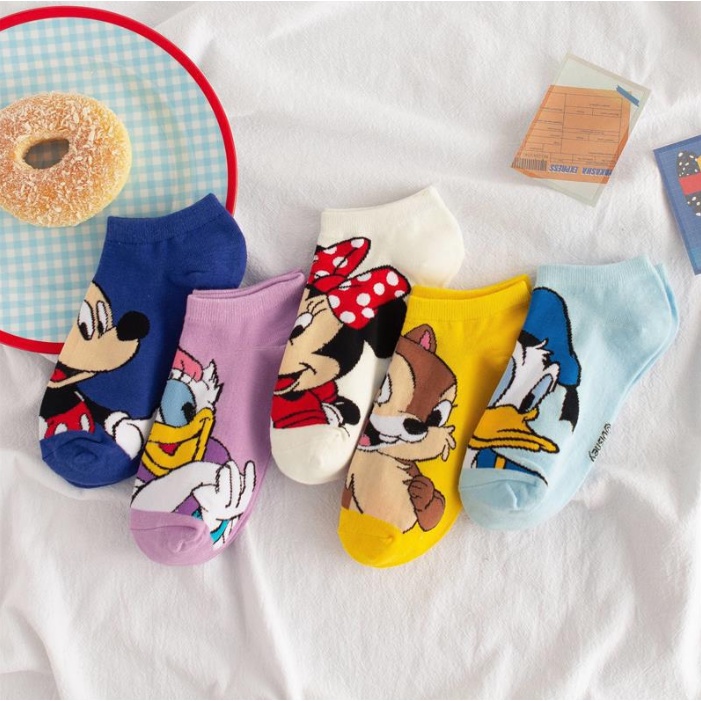 📛 RẺ VÔ ĐỊCH 📛 bộ combo 5 đôi tất cổ ngắn họa tiết hoạt hình disney hot trend phong cách hàn quốc
