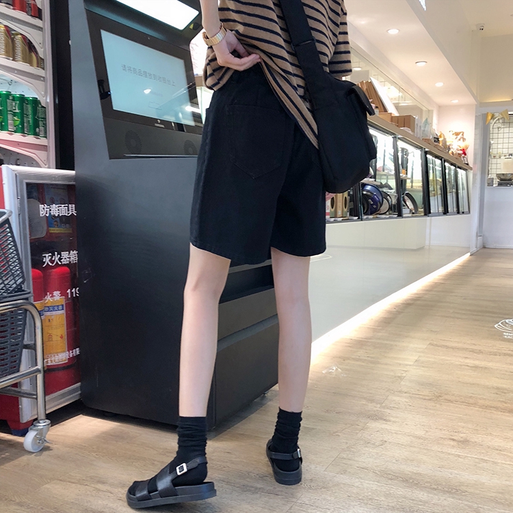 Quần đùi Denim lưng cao co giãn tốt phong cách thời trang Mẫu 27101