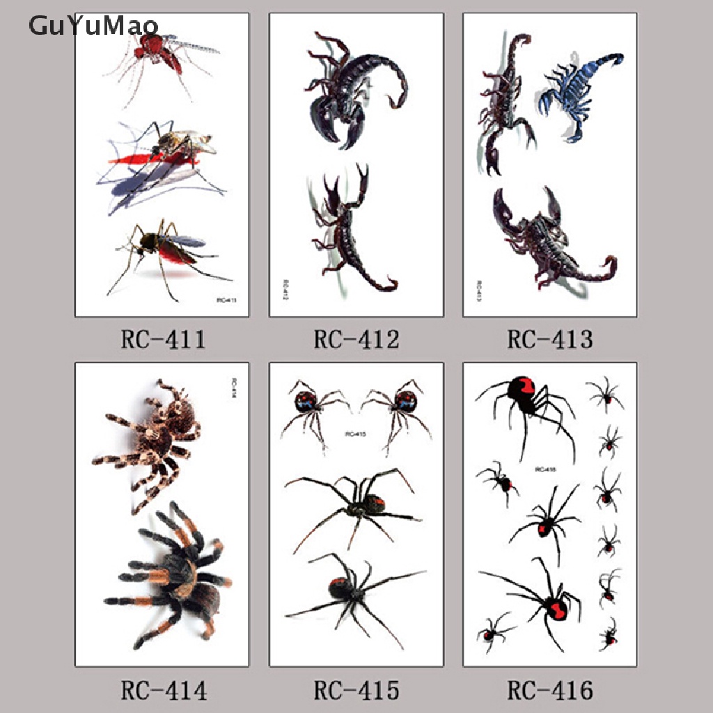 Hình Xăm Dán Họa Tiết Nhện Bọ Cạp 3D Phong Cách Halloween