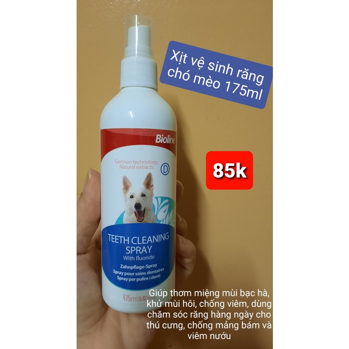 Xịt thơm miệng khử mùi hôi Bioline 175ml chống viêm cho chó mèo Bioline