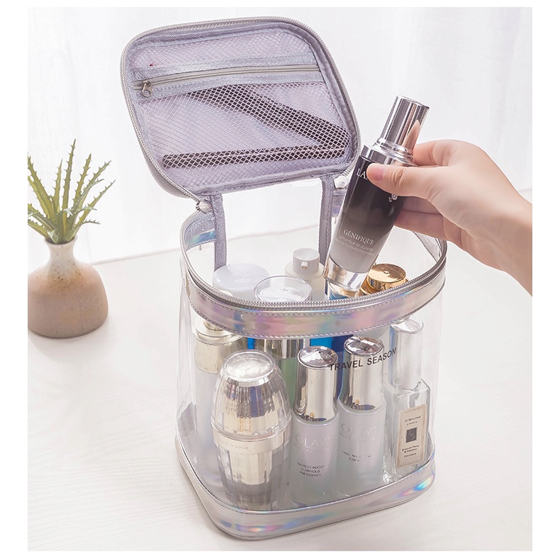 Túi Đựng Đồ Trang Điểm Trong Suốt Bằng PVC Có Khóa Kéo Tiện Dụng