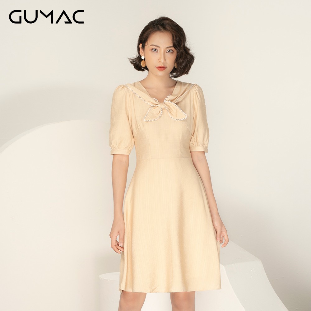 Đầm nữ cổ nơ đăng ten DA965 GUMAC