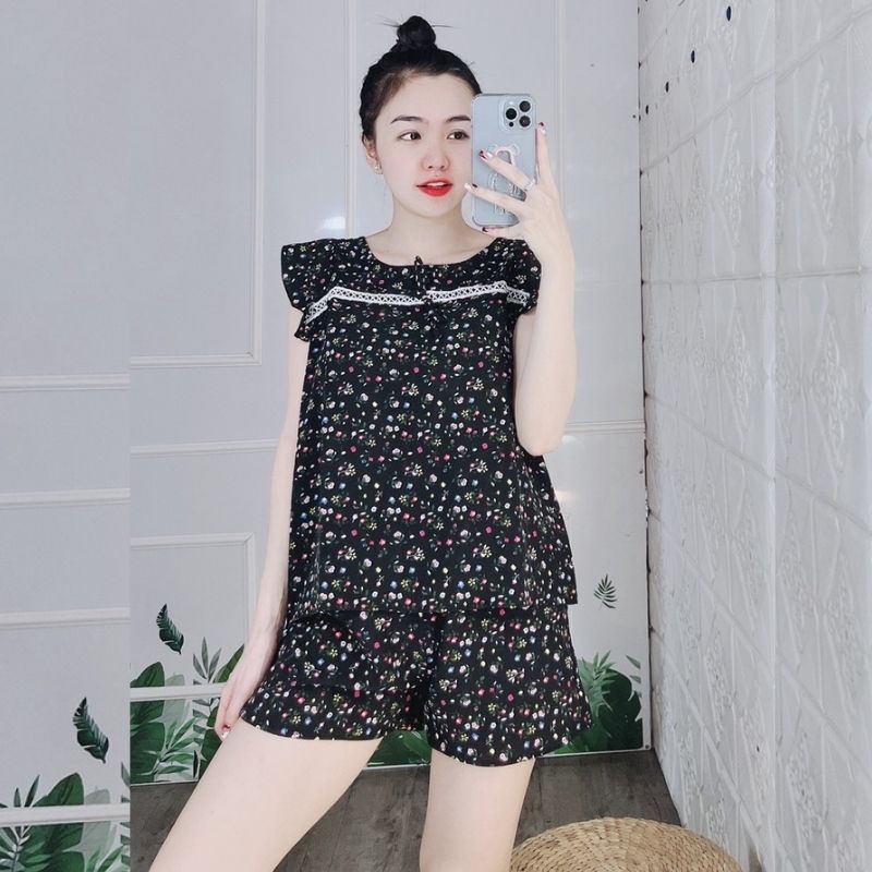 Đồ ngủ nữ lụa pijama đồ bộ pyjama lụa 100D bộ ngủ mặc nhà quần đùi cute dễ thương cao cấp bigsize ESHOP PM03
