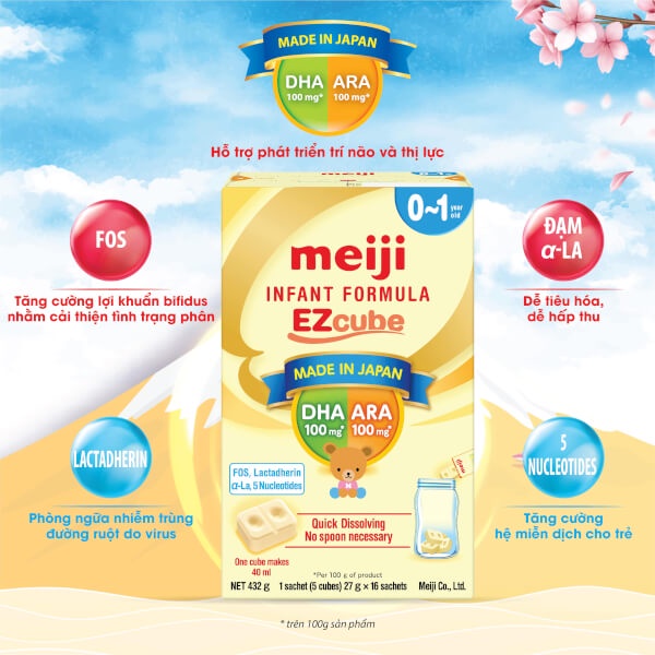 Sữa Bột Meiji Nhập Khẩu 16 thanh Số 0 Infant Formula 432g