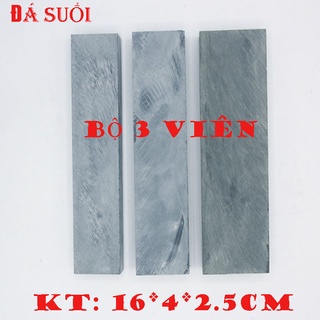 Bộ 3 viên đá mài dao kéo - đá suối tự nhiên kích thước 16 x 4 x 2.5cm
