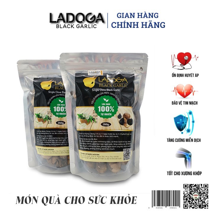 Tỏi đen Ladoga đóng túi 250g và 500g - Tỏi cô đơn lên men 100% tự nhiên 60 ngày theo công nghệ nhật bản