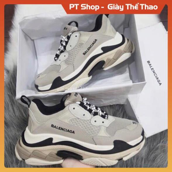 Giày BALEN màu xám Full phụ kiện , Giầy Sneaker ghi nhạt thể thao nam nữ