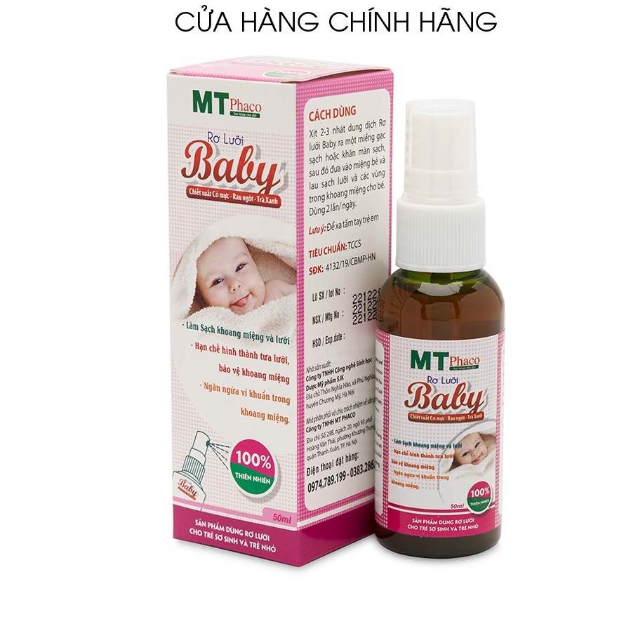 Dung dịch rơ lưỡi Baby chiết xuất cỏ mực, rau ngót, trà xanh - Chai 50ml