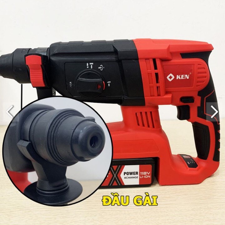 Máy khoan bê tông dùng pin, máy khoan tường không chổi than KEN 118V pin khủng 10cell máy siêu khỏe bảo hành 12 tháng