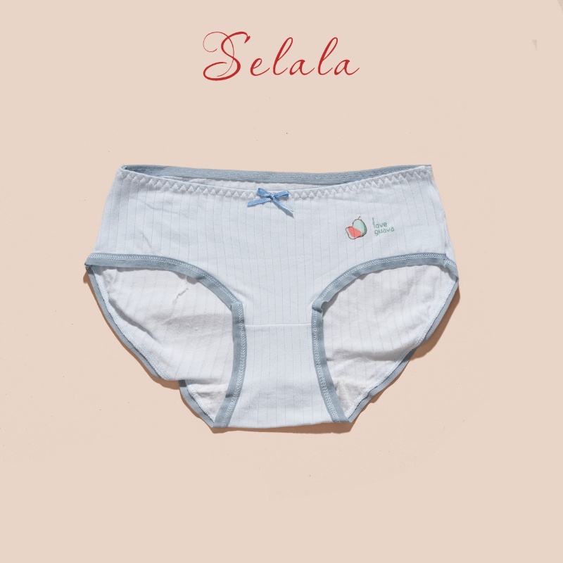 Set 5 Quần Lót Selala Cotton Thoáng Mát Họa Tiết Hoa Quả Phối Nơ Cực Xinh QC37