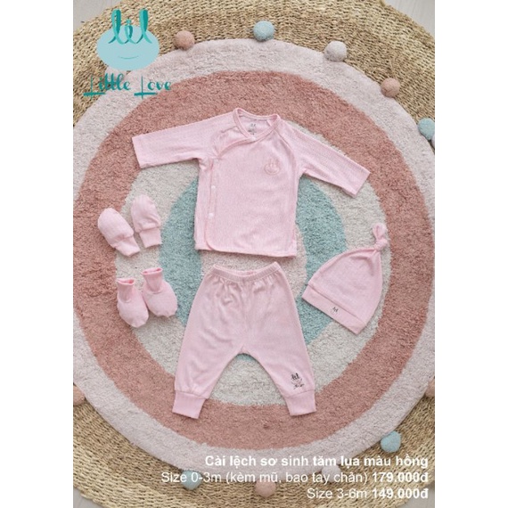 Lil little love - Bộ dài tay cài chéo tăm lụa cho bé 3-7kg