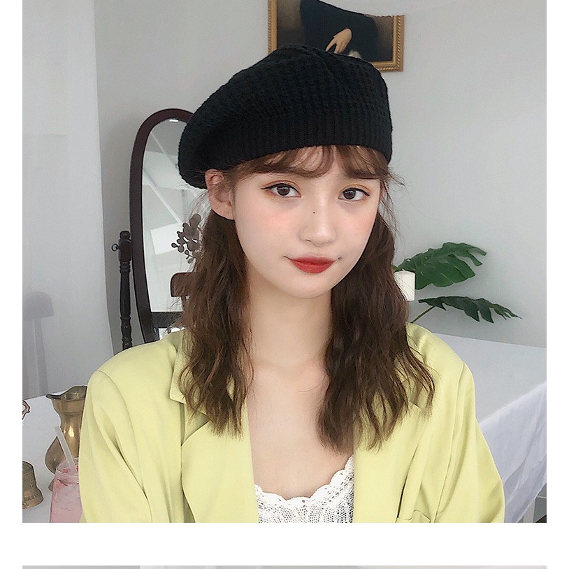 2019 beret mũ nồi len dệt kim - ne52