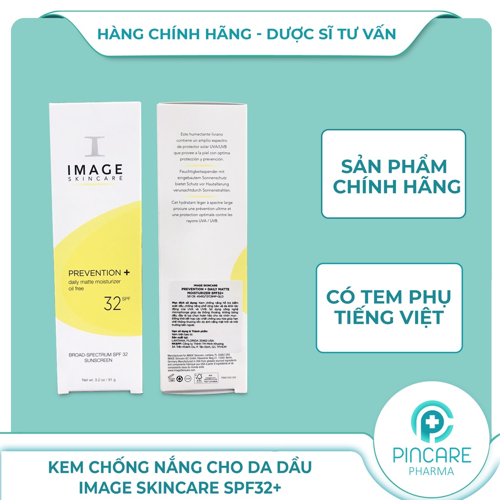 Kem chống nắng vật lý cho da dầu mụn Image Skincare Prevention SPF32+ 91g - Hàng chính hãng - Nhà Thuốc PinCare