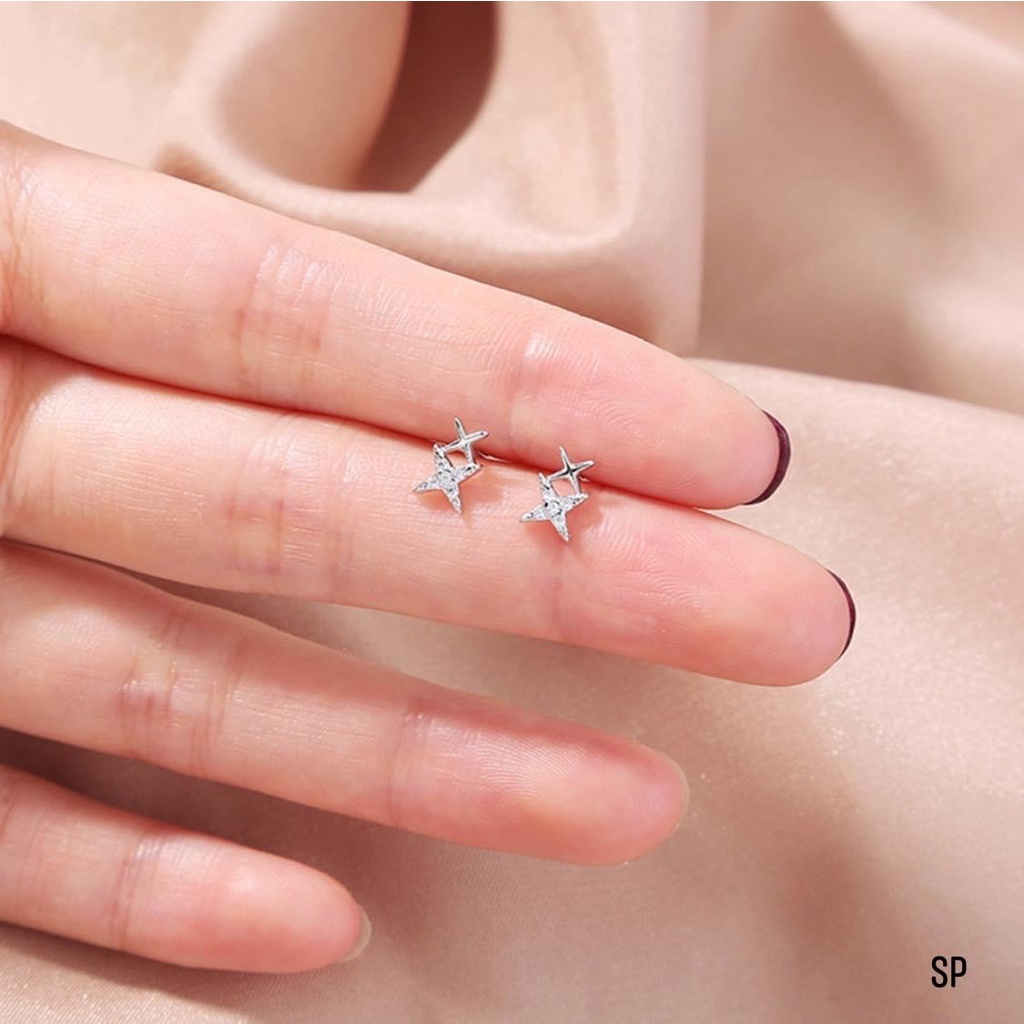 Bông tai nụ đá hình ngôi sao nhỏ xinh xắn LINH MIU SILVER