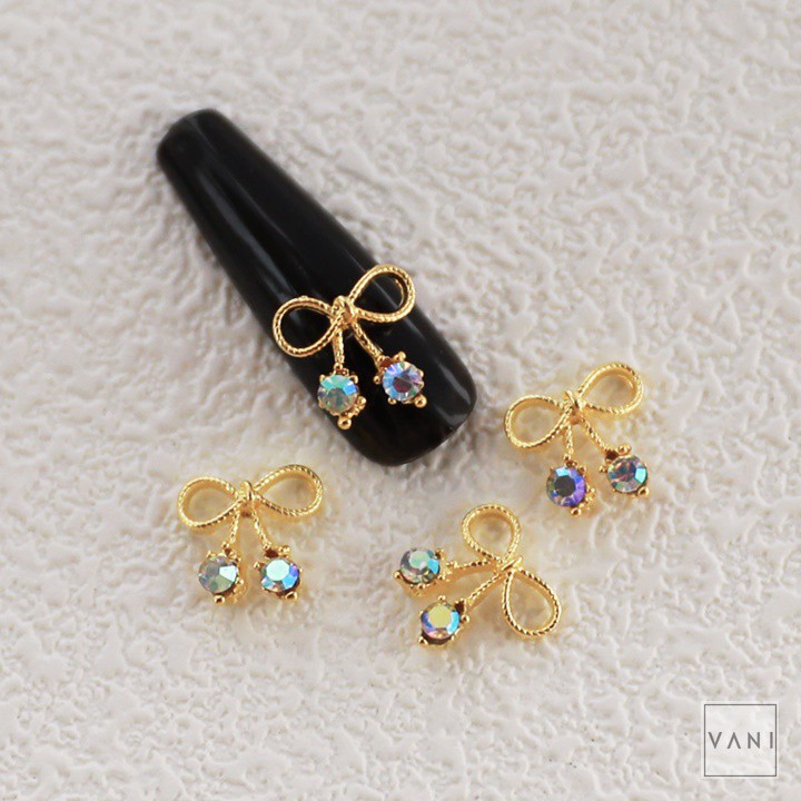 Set 5 Charm Nail Hình Nơ Nhiễn, Đính Đá Tiểu Thư, Phụ Kiện Nail - Vani Store [KIRA0075]