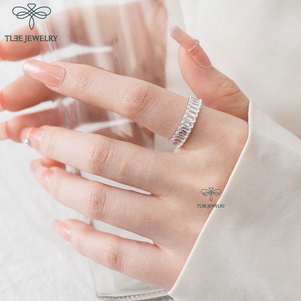 Nhẫn bạc TLEE đá kết chữ nhật cao cấp TleeJewelry A0198