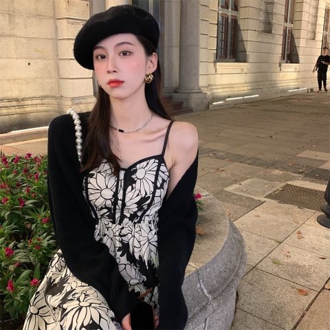 Đầm Hai Dây Dáng Dài Họa Tiết Hoa Thời Trang Cho Nữ