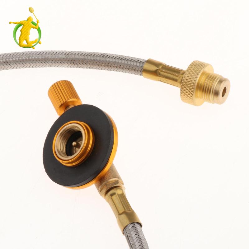 [Fitness]23In Braided Propane Gas Hose Pipe w/Valve for Travel Camping Caravan BBQ Picnic