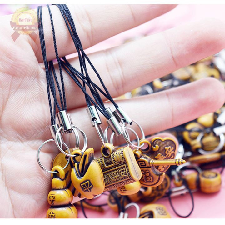 Combo 20 Móc khóa mặt gỗ khuy inox cài chìa khóa