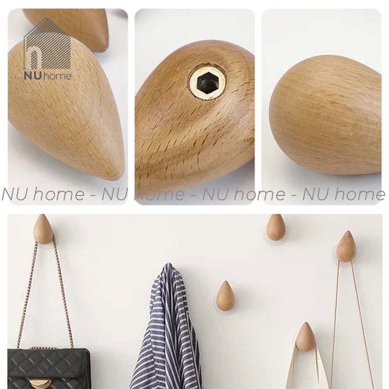 nuhome.vn | Móc gỗ giọt nước – Shibu, móc gỗ treo quần áo mũ nón gắn tường, thiết kế đẹp mắt, ấn tượng và sang trọng