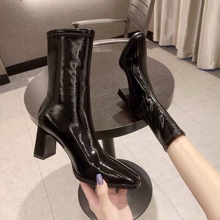 boot cổ thấp da bóng