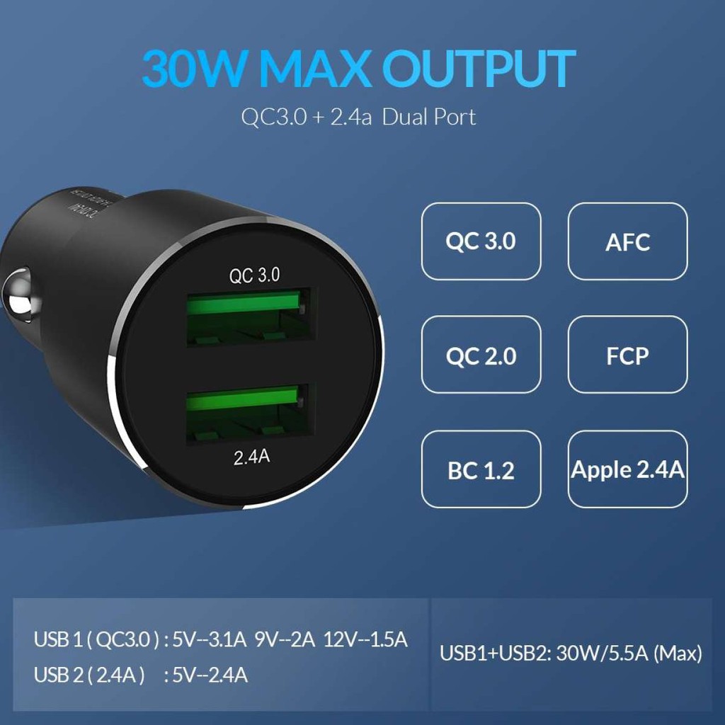 Tẩu Sạc Ô TÔ – Củ Sạc Xe Hơi 30W Topk G207Q Dual USB Cho Iphone Xiaomi Samsung Tích Hợp Sạc Nhanh QC 3.0 - TopLink