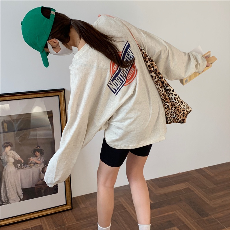 Áo Thun Tay Dài Xẻ Tà Dáng Rộng Thời Trang Mùa Thu Mới Cho Nữ