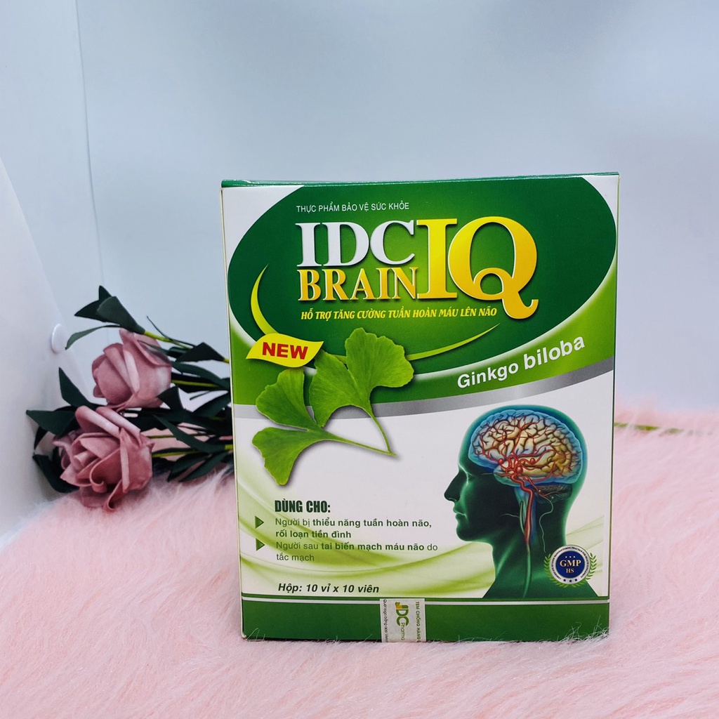 Bổ não IDC Brain IQ hộp 100 viên giúp hoạt huyết dưỡng não, tăng cường tuần hoàn não, giảm nguy cơ tắc mạch máu