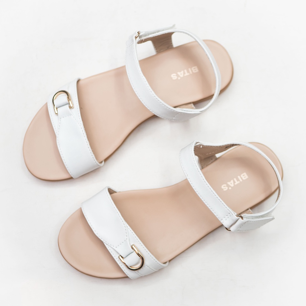 GIÀY SANDAL QUAI HẬU ĐẾ BẰNG QUAI NGANG NỮ BITA'S SYN.258 (ĐEN + TRẮNG) - BITAS