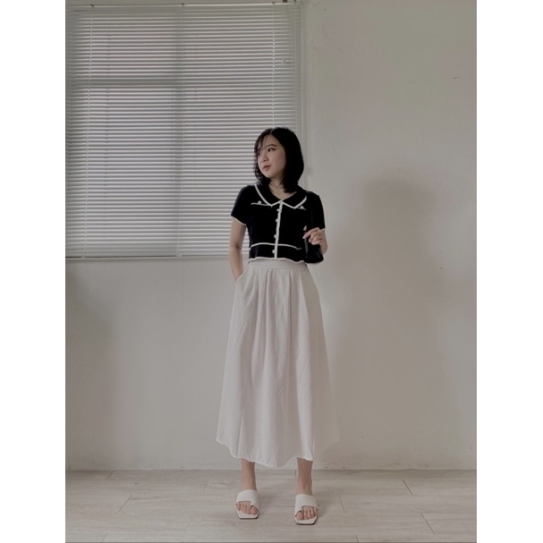 Áo len cộc tay dáng croptop