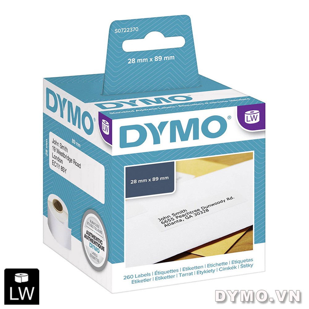 Tem dán in Địa chỉ tiêu chuẩn Dymo (LW) giấy 28 x 89mm – (260/2Cuộn)