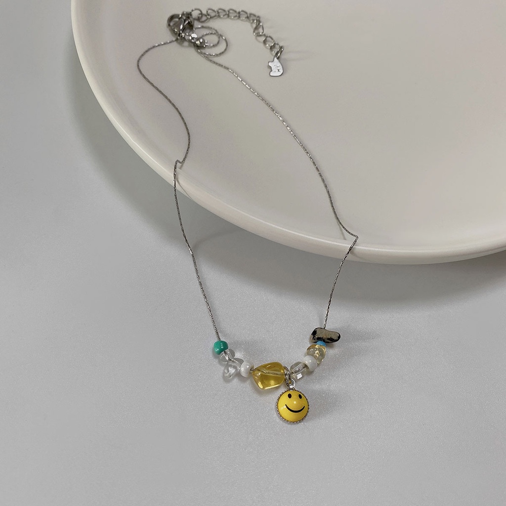 Vòng cổ Mặt Cười Màu Sắc retro Phong Cách Thời Trang Hàn Quốc